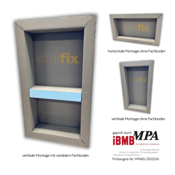 Slotfix® Typ 60x30x10 befliesbare montagefertige Wandnische Duschablage im Trockenbau mehr Stauraum